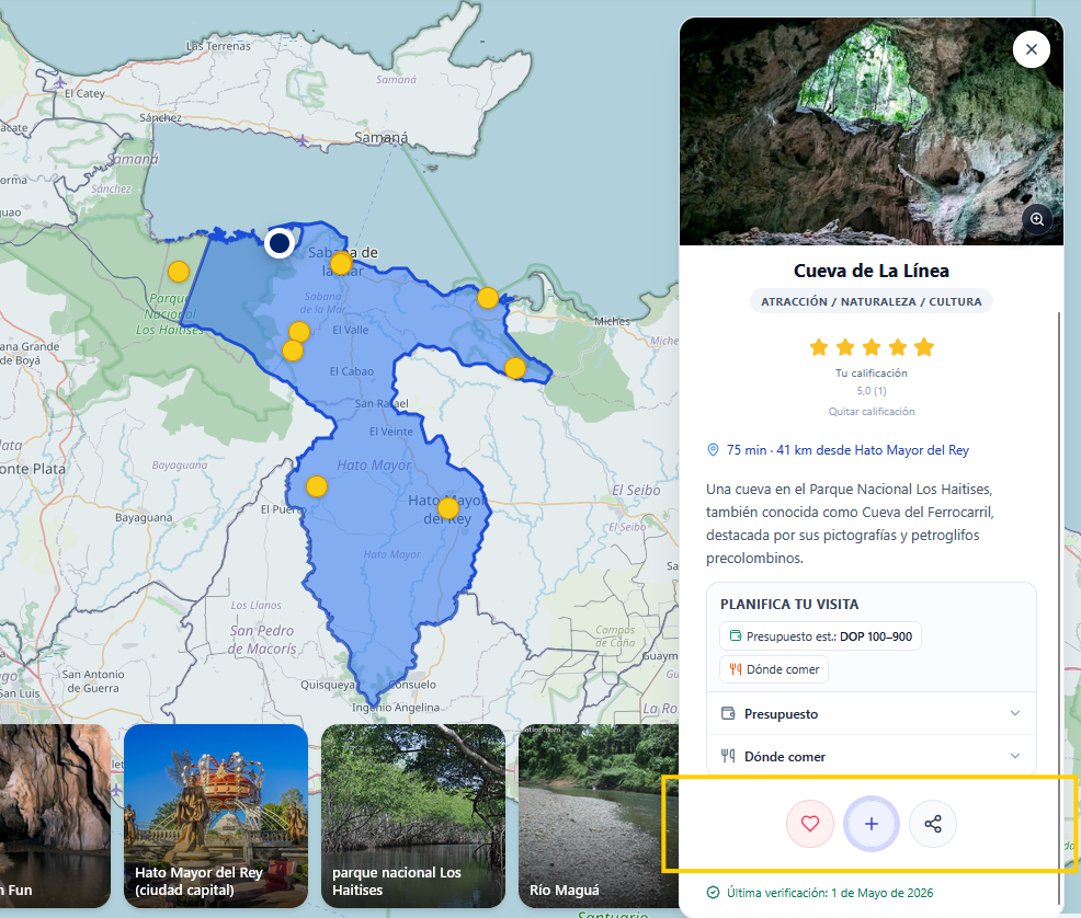 Placeholder: ficha de un lugar con la opción de agregarlo al viaje
