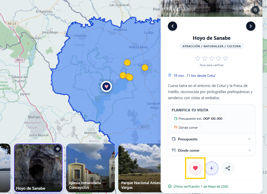 Placeholder: lista de lugares guardados en Marcadores