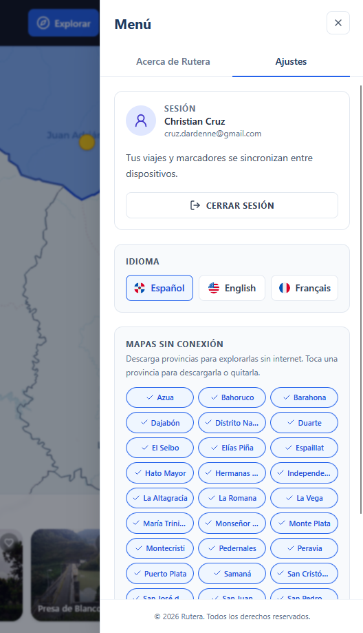 Placeholder: Mapas sin conexión en Ajustes (escritorio)