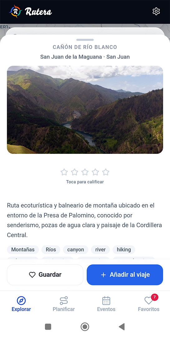 Placeholder: Favoritos en móvil con lugares guardados
