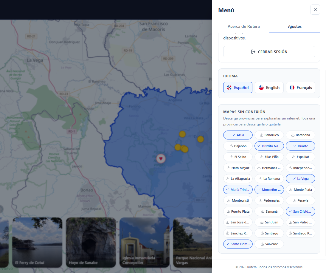 Placeholder: descarga de mapas offline por provincia